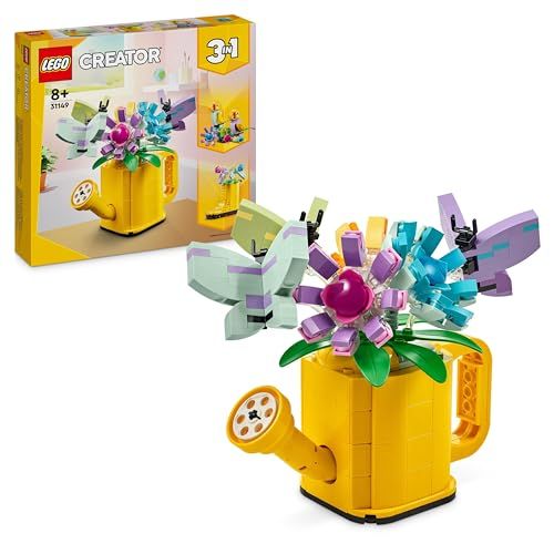 LEGO Creator 31149: Flores en Regadera, Convertible en Bota de Agua o 2 Pájaros de Juguete Posados en una Percha